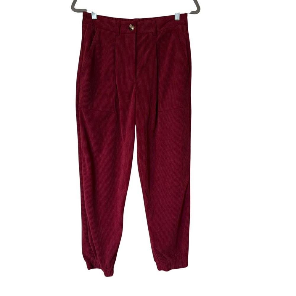 Halara Mid Rise Corduroy Women Baggy Joggers Pomegranate Small